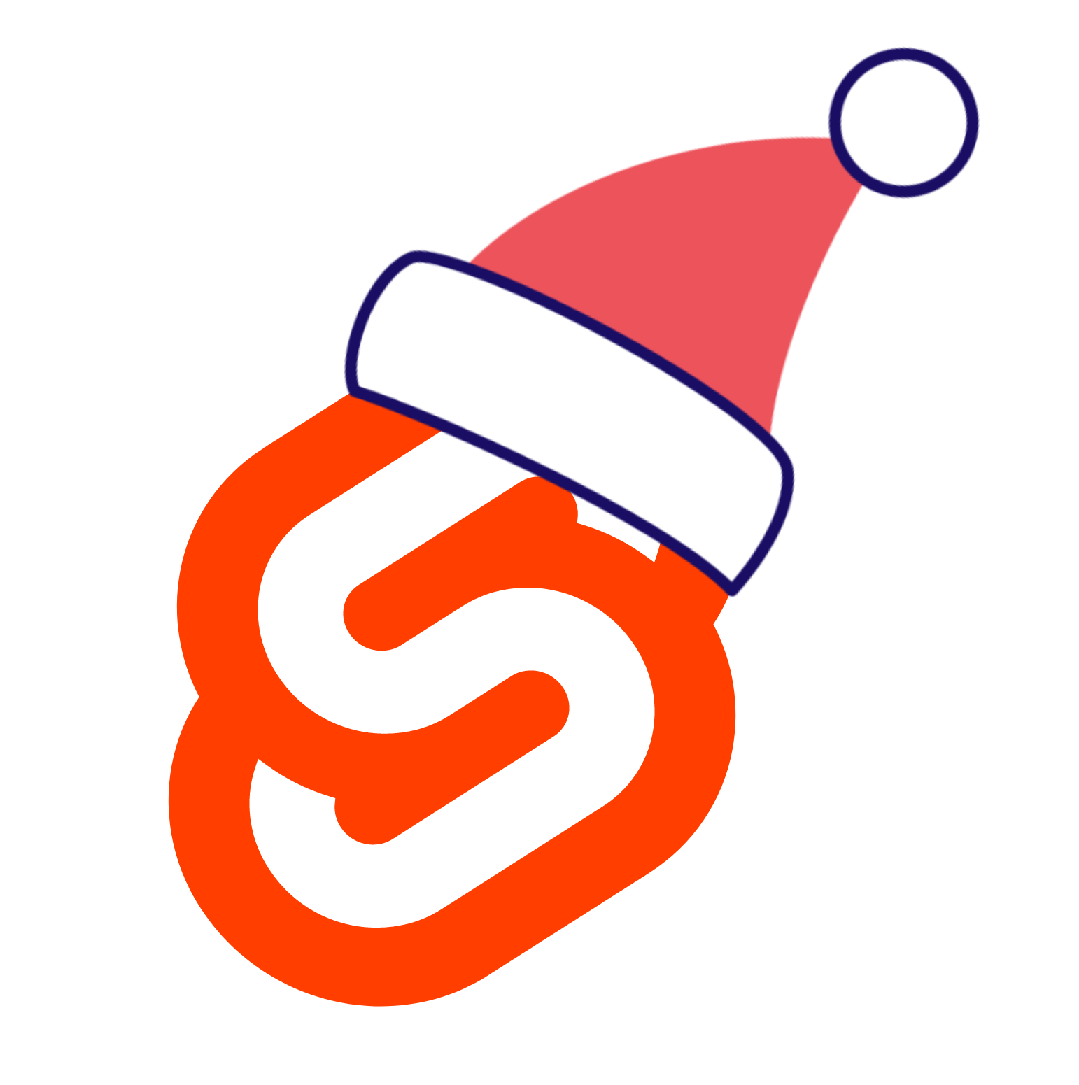 Svelte logo with a santa hat on top of it